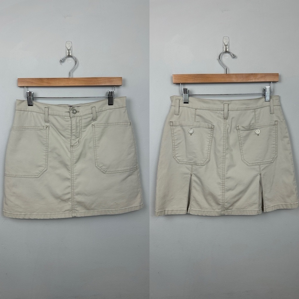 Vintage Y2K Tan Back Pleated Mini Skirt Skort Sz 4